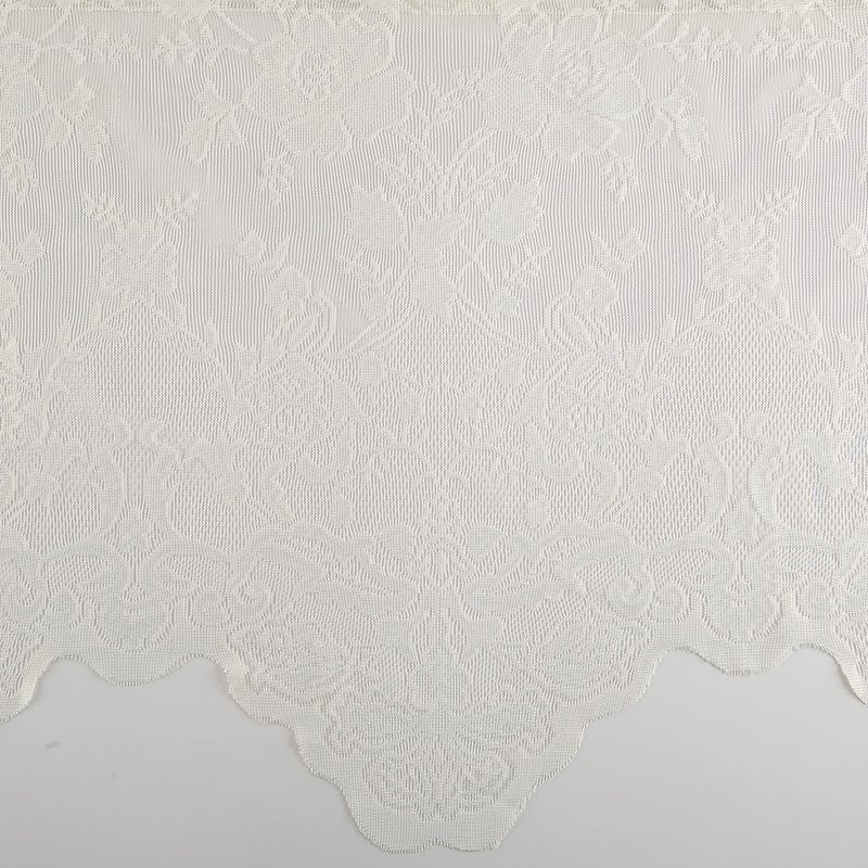 No. 918 Alison Floral Lace Sheer Rod Pocket Kitchen Curtain Tier Pair, 58" x 36", Ivory - Image 4